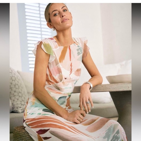 ANTONIO MELANI Green and Orange Ruffled Maxi Dress - Picture 4 of 10